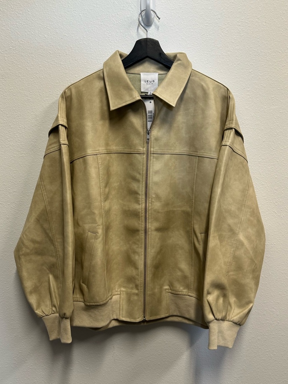 Le Lis Tan Faux Leather Zip Jacket